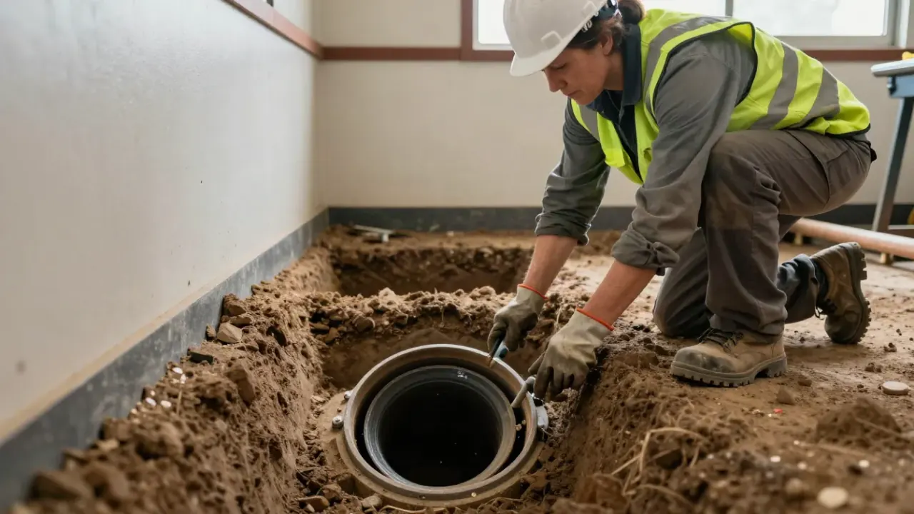Sewer Pipe Lining (CIPP) in Roswell, Georgia: close-up of a cured-in-place pipe (CIPP) after installation, visible through